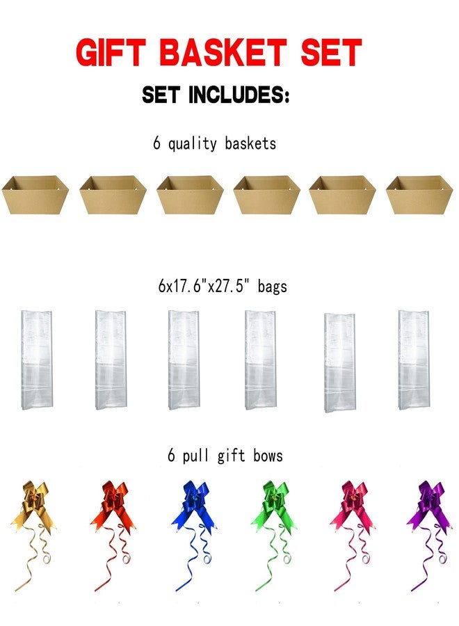 Funsky Baskets For Gifts Empty, 6 PCS Sturdy Diy Bulk Gift Basket Kraft Market Tray Cardboard Basket With Handles, Gift Baskets Kit Supplies Wrap To Fill For Birthday Christmas Valentines Thanksgiving - Image 3